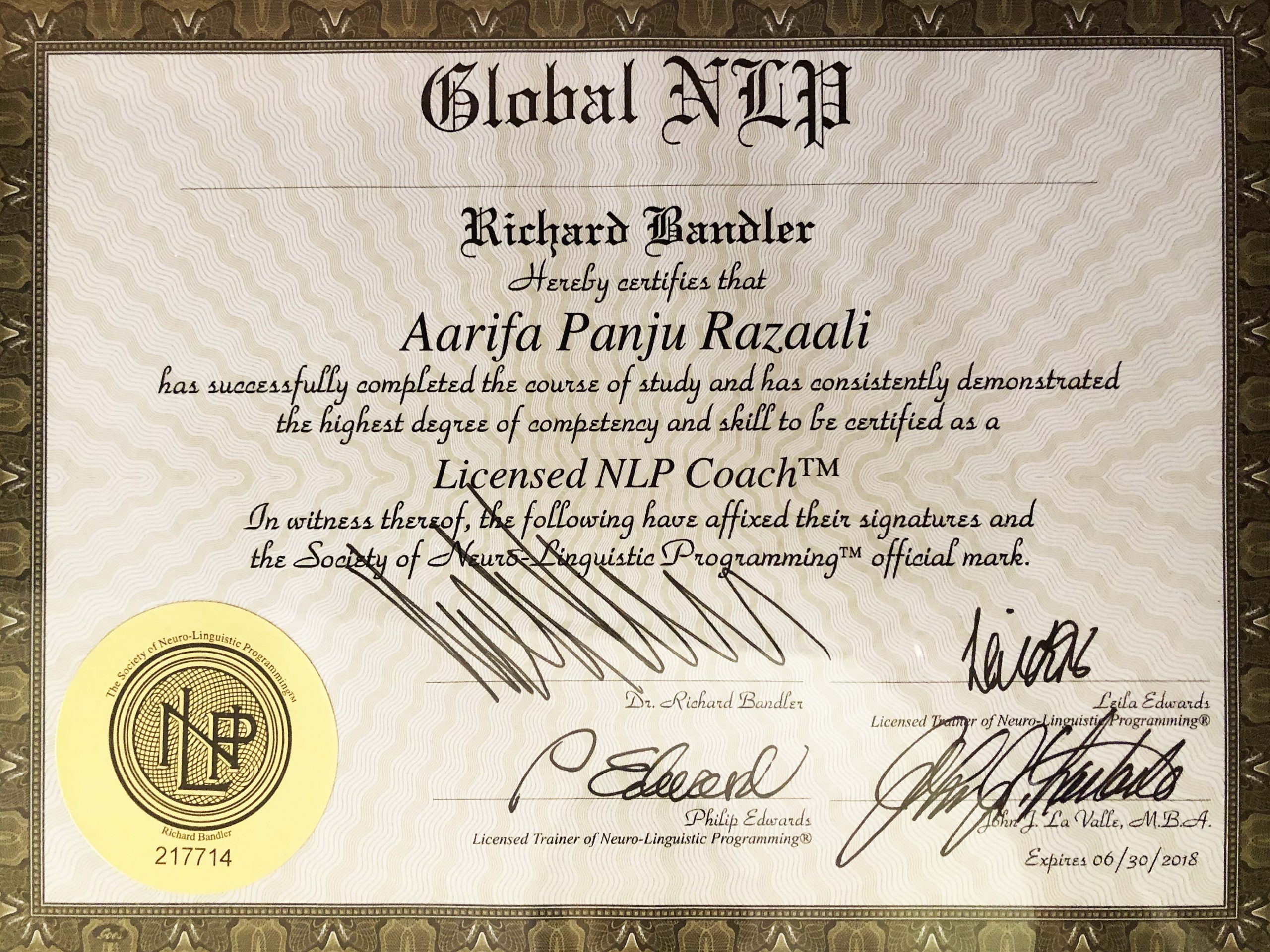 Licensed NLP coach